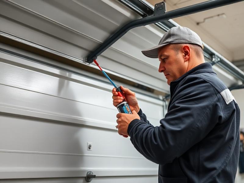 Annual garage door maintenance service with lubrication and safety inspection